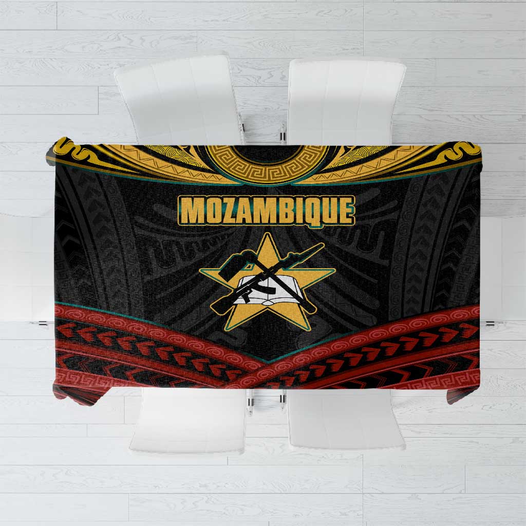 Mozambique Tablecloth Black Red Tribal Design Map - African Pride
