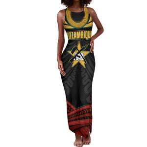 Mozambique Tank Maxi Dress Black Red Tribal Design Map - African Pride