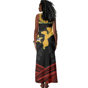 Mozambique Tank Maxi Dress Black Red Tribal Design Map - African Pride