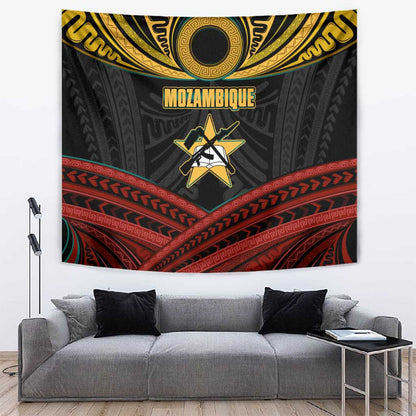 Mozambique Tapestry Black Red Tribal Design Map - African Pride