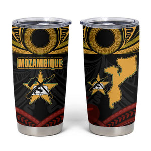 Mozambique Tumbler Cup Black Red Tribal Design Map - African Pride
