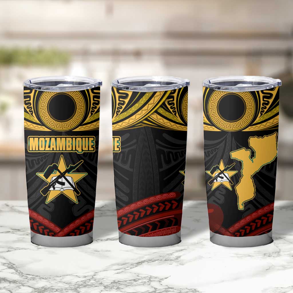 Mozambique Tumbler Cup Black Red Tribal Design Map - African Pride