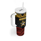 Mozambique Tumbler With Handle Black Red Tribal Design Map - African Pride