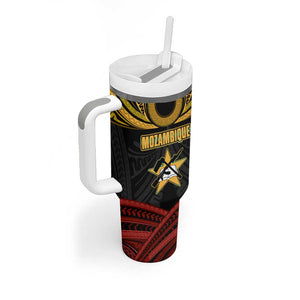 Mozambique Tumbler With Handle Black Red Tribal Design Map - African Pride