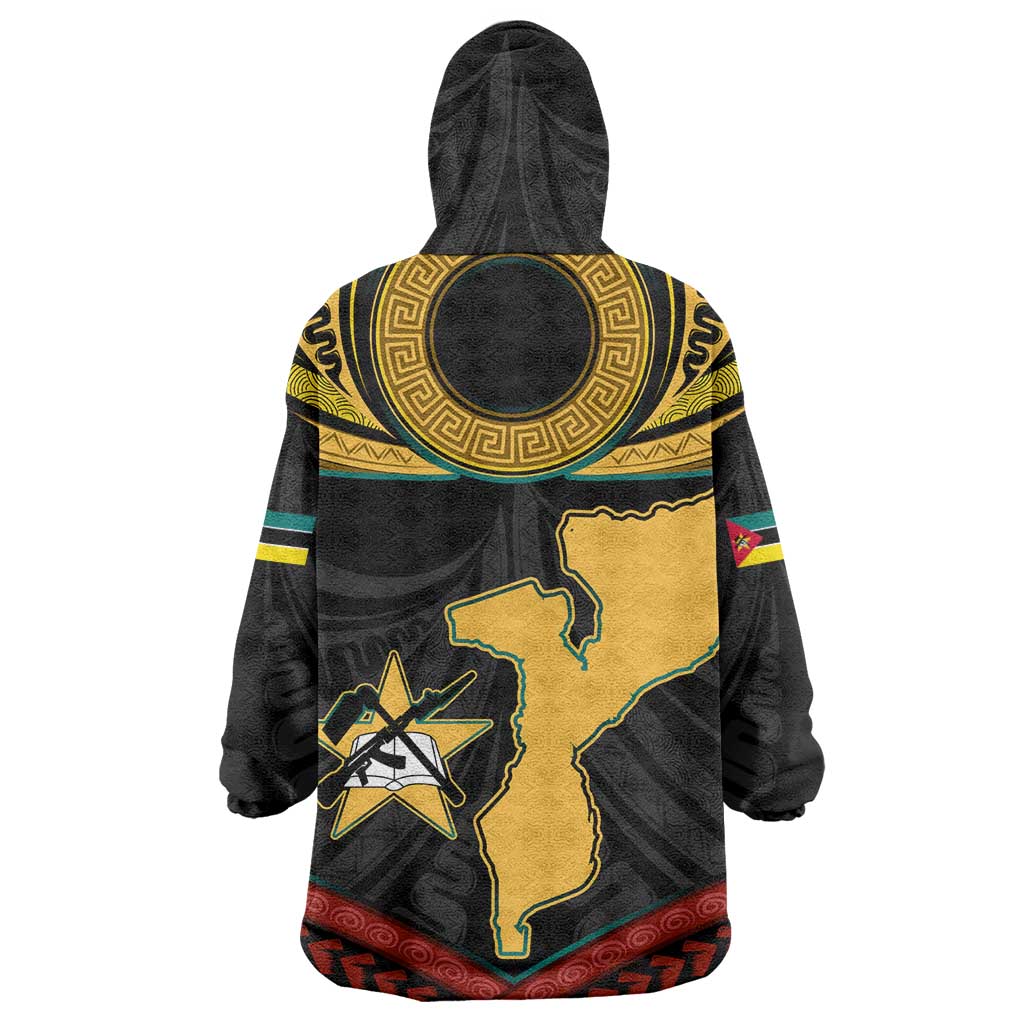 Mozambique Wearable Blanket Hoodie Black Red Tribal Design Map - African Pride