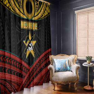Mozambique Window Curtain Black Red Tribal Design Map - African Pride