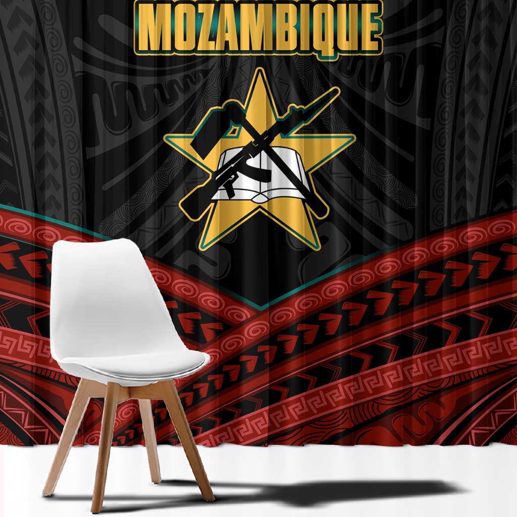 Mozambique Window Curtain Black Red Tribal Design Map - African Pride