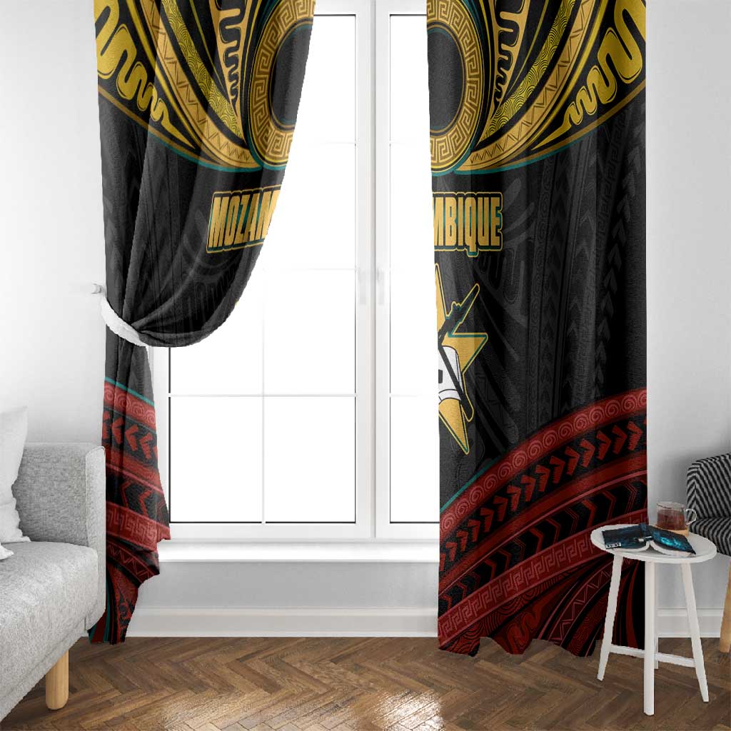 Mozambique Window Curtain Black Red Tribal Design Map - African Pride