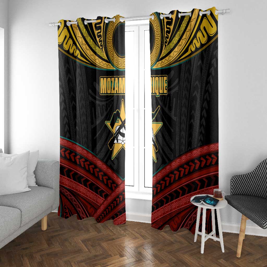 Mozambique Window Curtain Black Red Tribal Design Map - African Pride