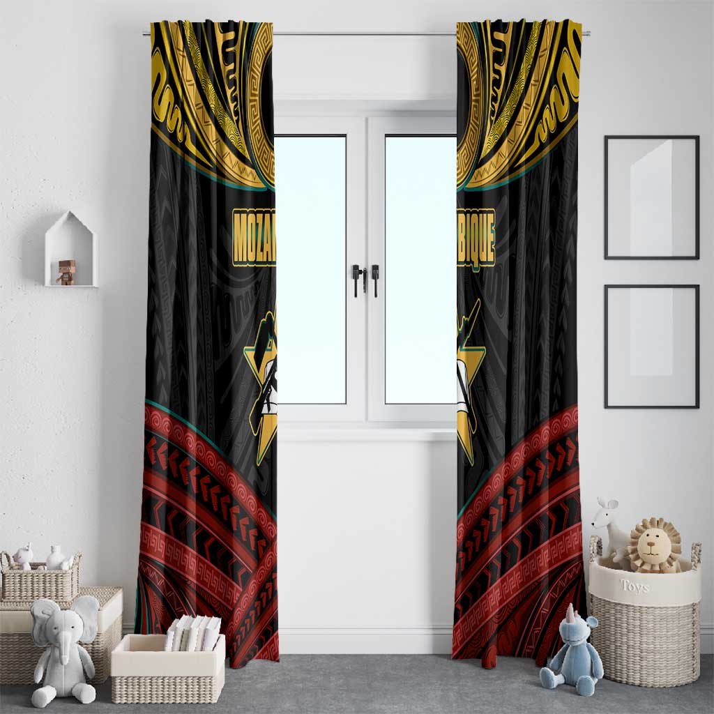 Mozambique Window Curtain Black Red Tribal Design Map - African Pride