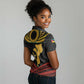 Mozambique Women Polo Shirt Black Red Tribal Design Map - African Pride