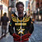 Mozambique Zip Hoodie Black Red Tribal Design Map - African Pride