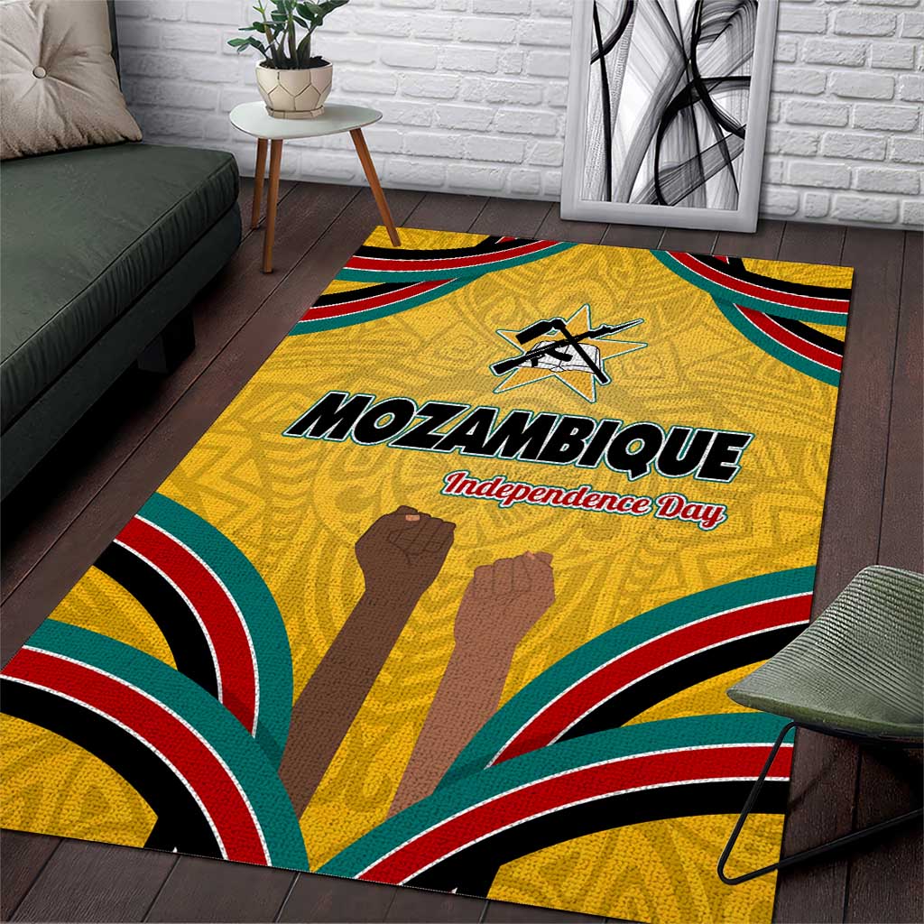 Mozambique Area Rug Yellow Red Green Swirl Independence Day - African Pride
