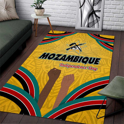 Mozambique Area Rug Yellow Red Green Swirl Independence Day - African Pride