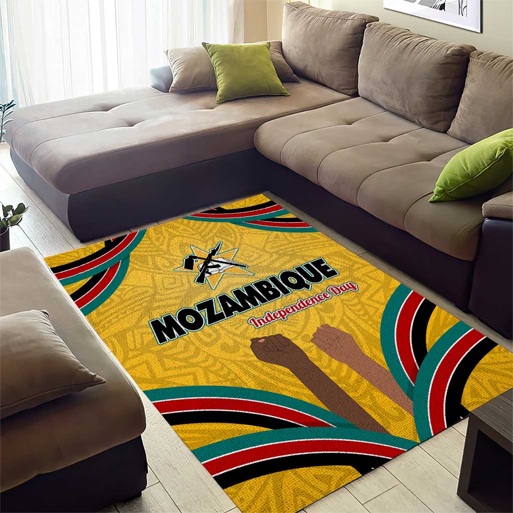 Mozambique Area Rug Yellow Red Green Swirl Independence Day - African Pride