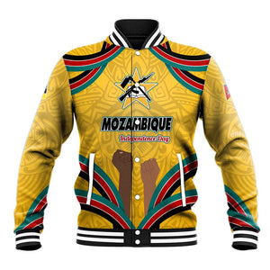 Mozambique Baseball Jacket Yellow Red Green Swirl Independence Day - African Pride