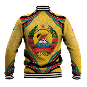 Mozambique Baseball Jacket Yellow Red Green Swirl Independence Day - African Pride