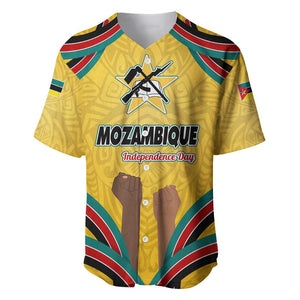 Mozambique Baseball Jersey Yellow Red Green Swirl Independence Day - African Pride
