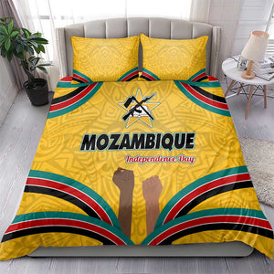 Mozambique Bedding Set Yellow Red Green Swirl Independence Day - African Pride