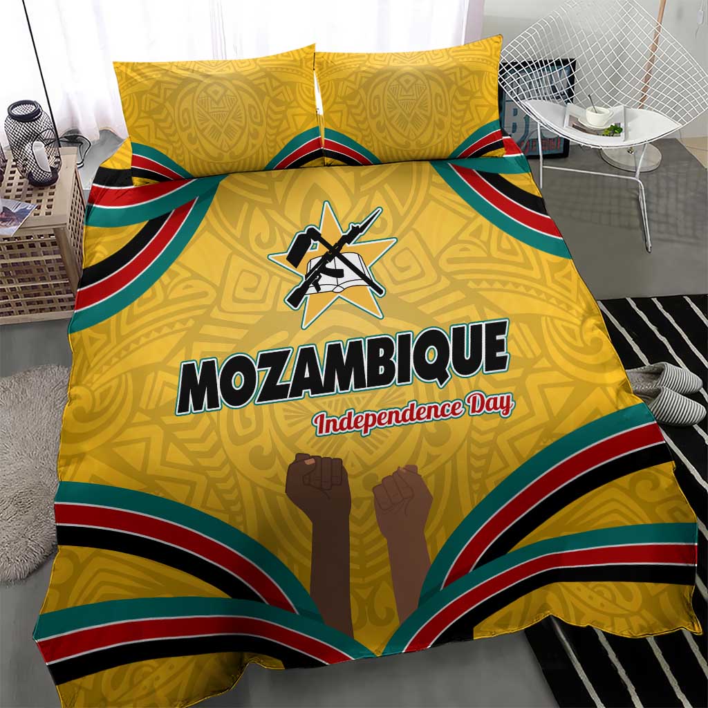 Mozambique Bedding Set Yellow Red Green Swirl Independence Day - African Pride