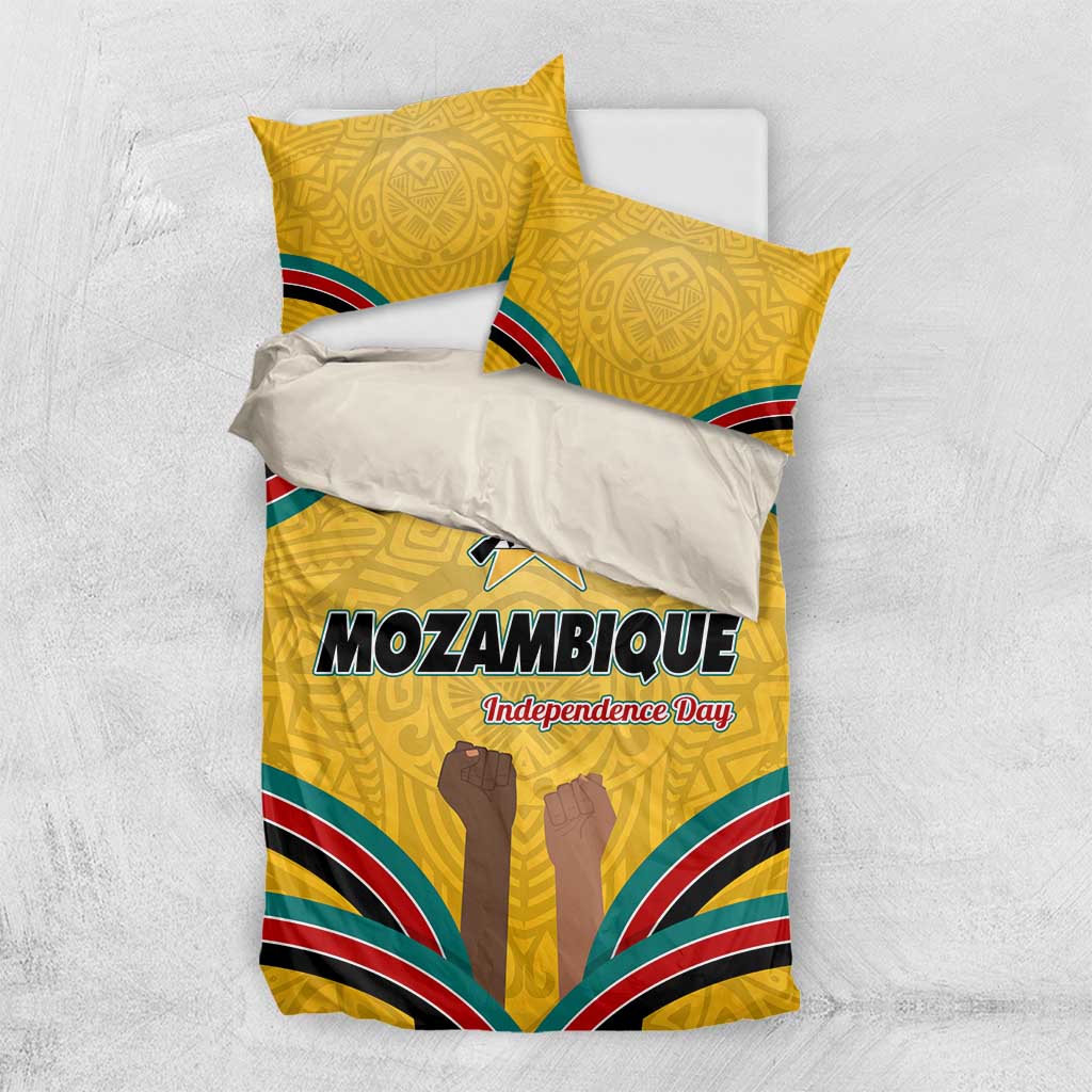 Mozambique Bedding Set Yellow Red Green Swirl Independence Day - African Pride