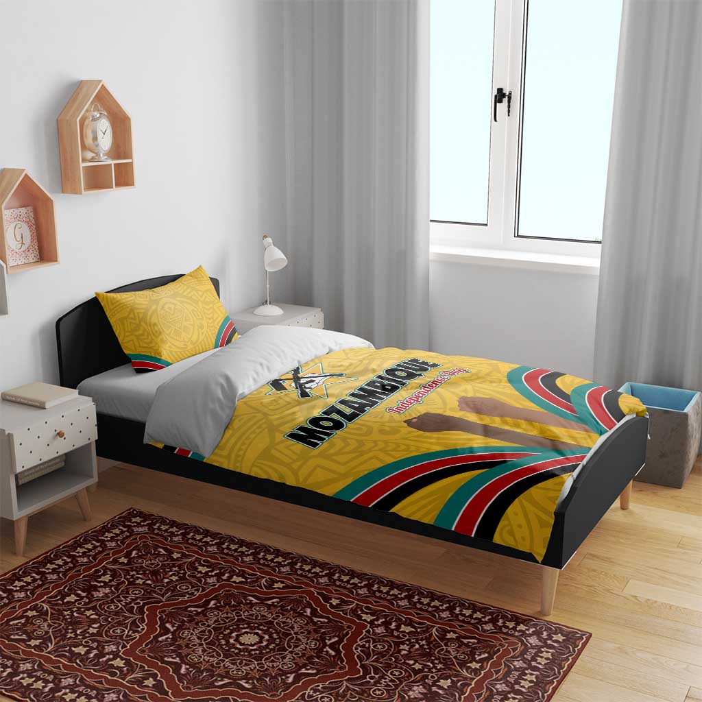 Mozambique Bedding Set Yellow Red Green Swirl Independence Day - African Pride