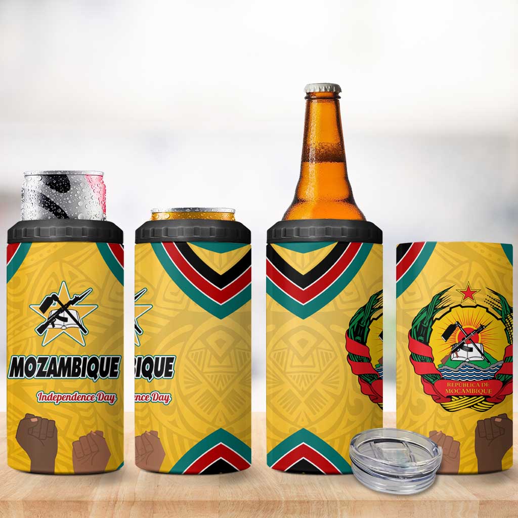 Mozambique 4 in 1 Can Cooler Tumbler Yellow Red Green Swirl Independence Day - African Pride
