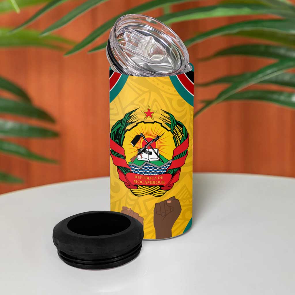 Mozambique 4 in 1 Can Cooler Tumbler Yellow Red Green Swirl Independence Day - African Pride