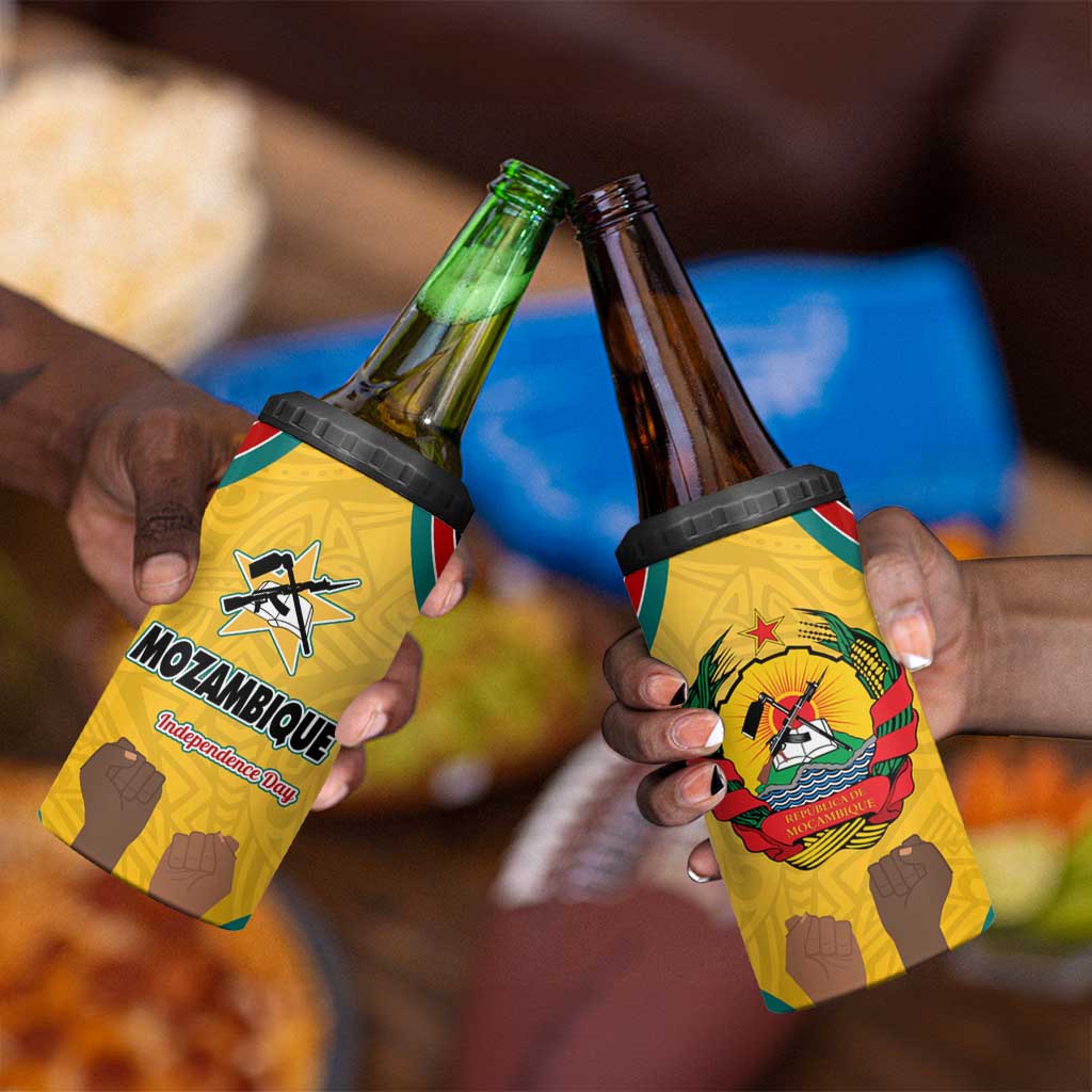 Mozambique 4 in 1 Can Cooler Tumbler Yellow Red Green Swirl Independence Day - African Pride