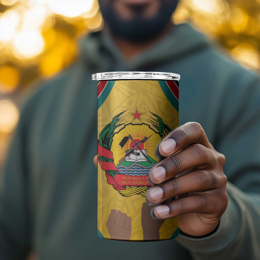 Mozambique 4 in 1 Can Cooler Tumbler Yellow Red Green Swirl Independence Day - African Pride