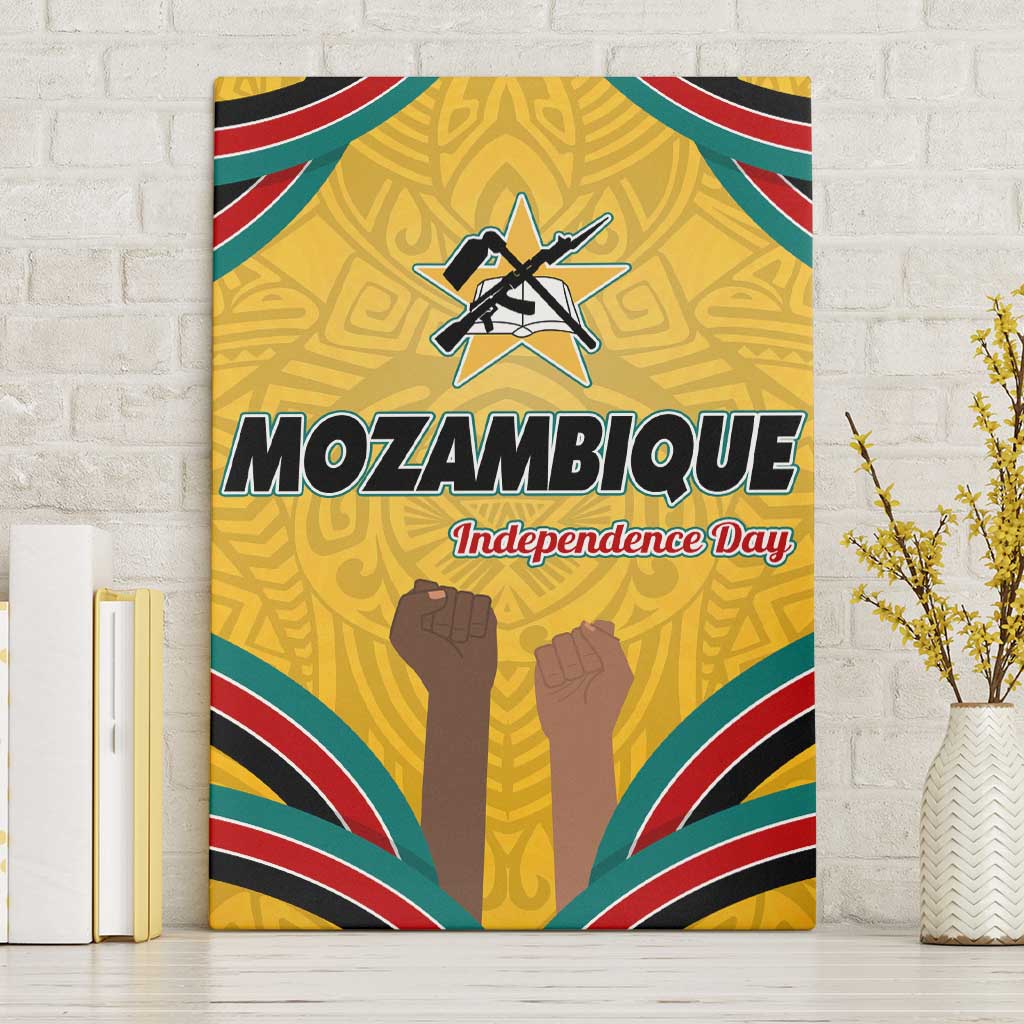 Mozambique Canvas Wall Art Yellow Red Green Swirl Independence Day - African Pride
