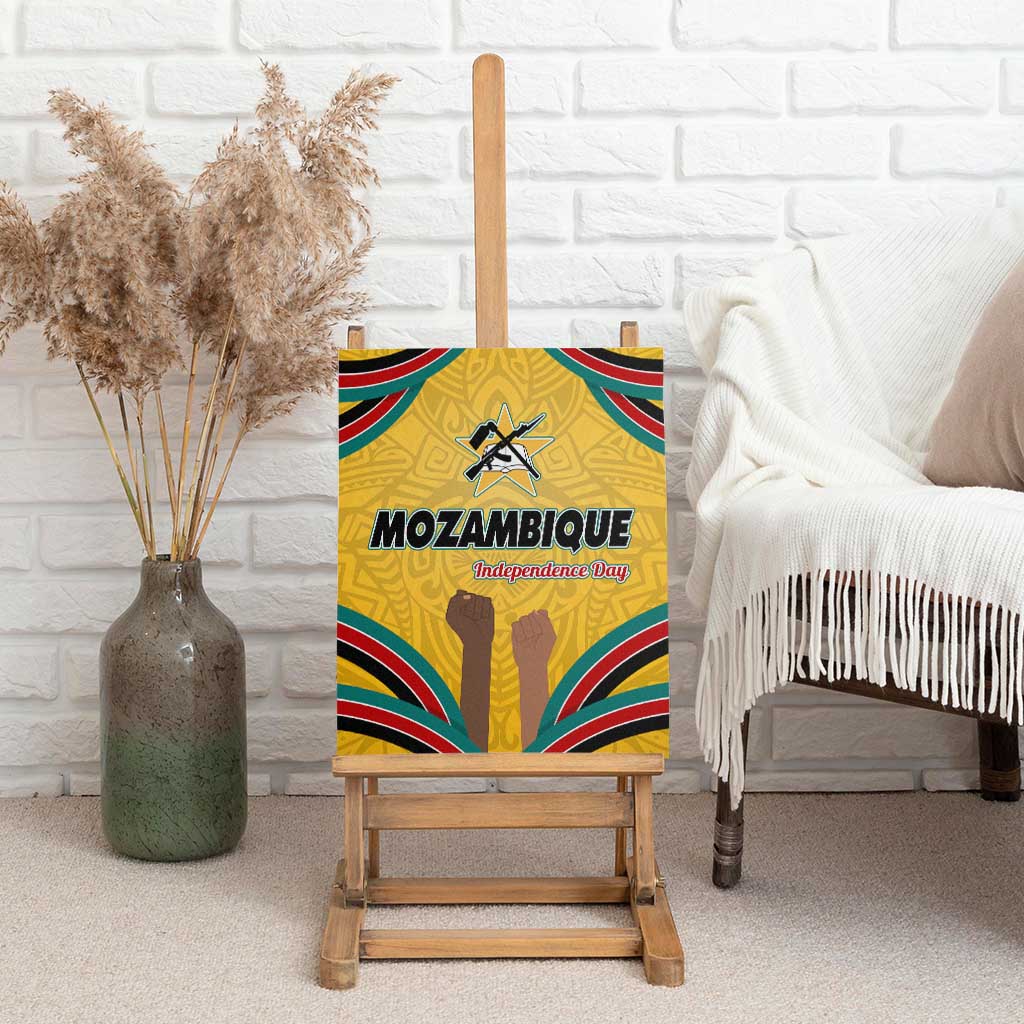 Mozambique Canvas Wall Art Yellow Red Green Swirl Independence Day - African Pride