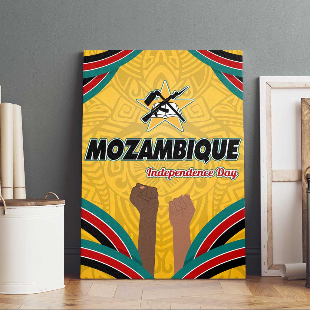 Mozambique Canvas Wall Art Yellow Red Green Swirl Independence Day - African Pride