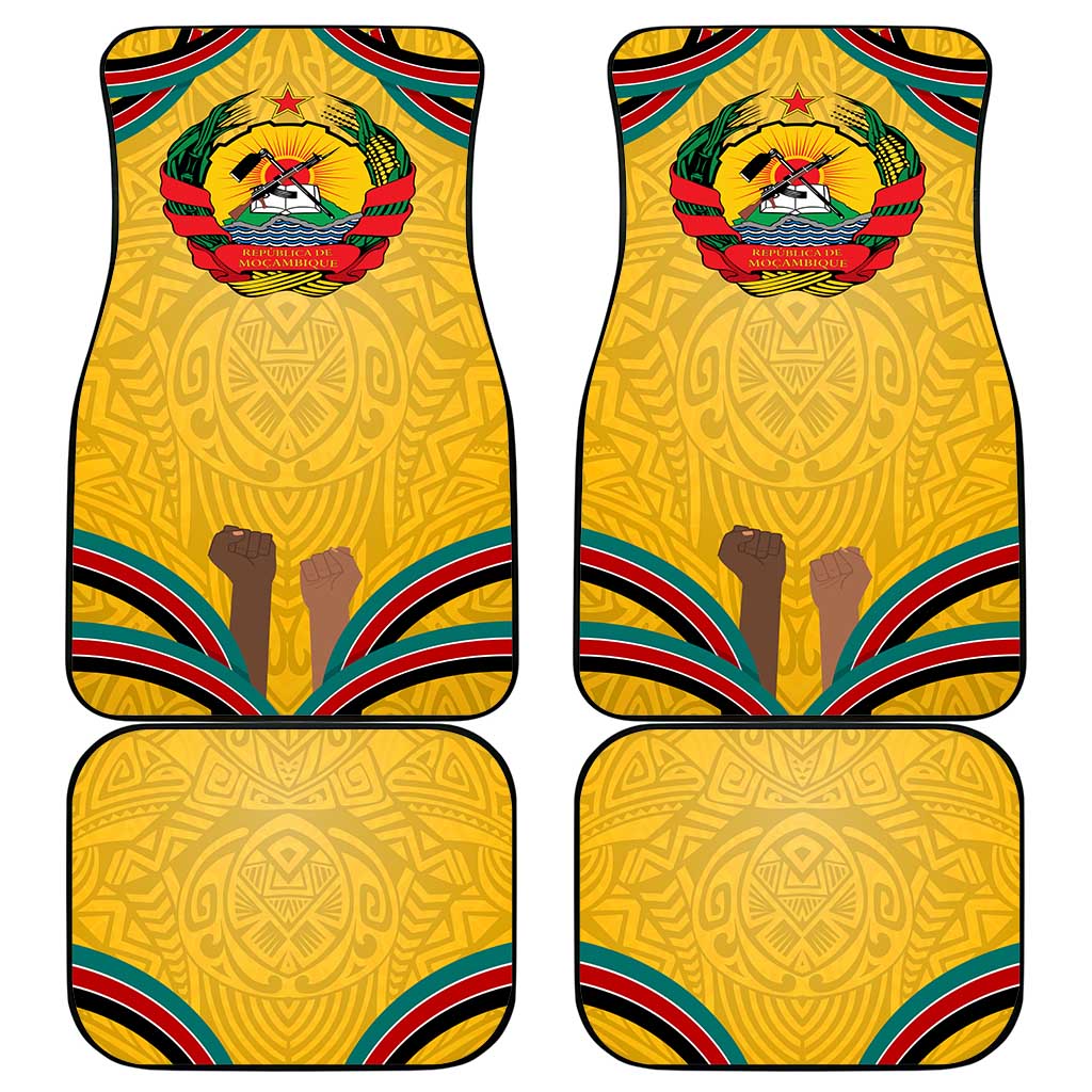 Mozambique Car Mats Yellow Red Green Swirl Independence Day - African Pride