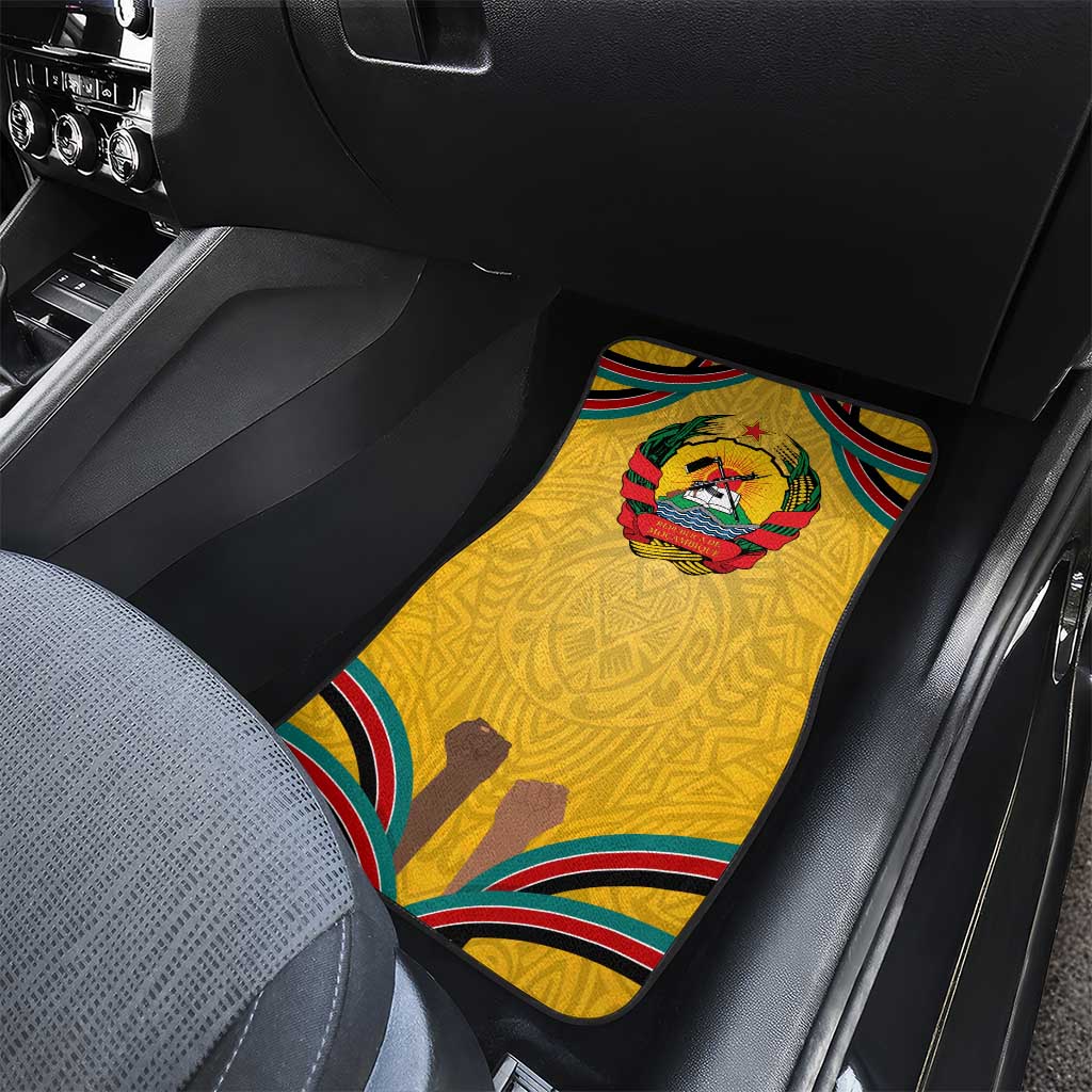 Mozambique Car Mats Yellow Red Green Swirl Independence Day - African Pride