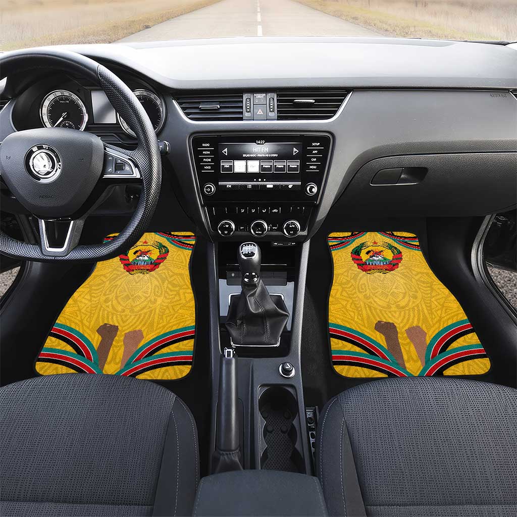 Mozambique Car Mats Yellow Red Green Swirl Independence Day - African Pride