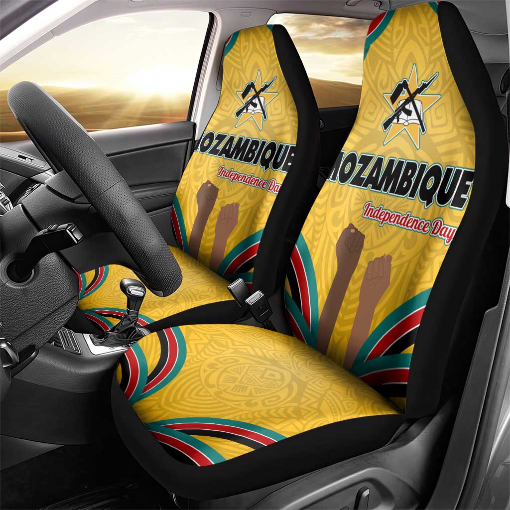 Mozambique Car Seat Cover Yellow Red Green Swirl Independence Day - African Pride
