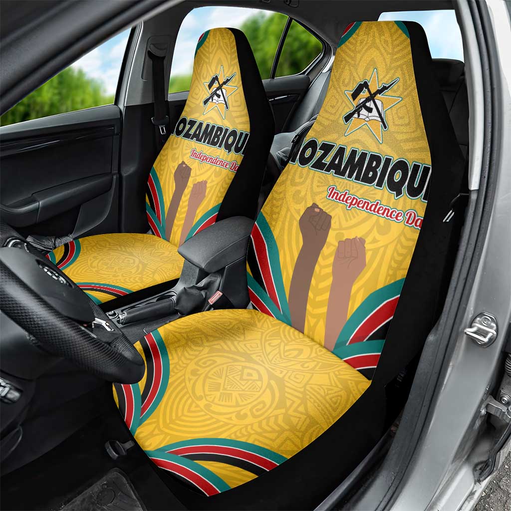 Mozambique Car Seat Cover Yellow Red Green Swirl Independence Day - African Pride