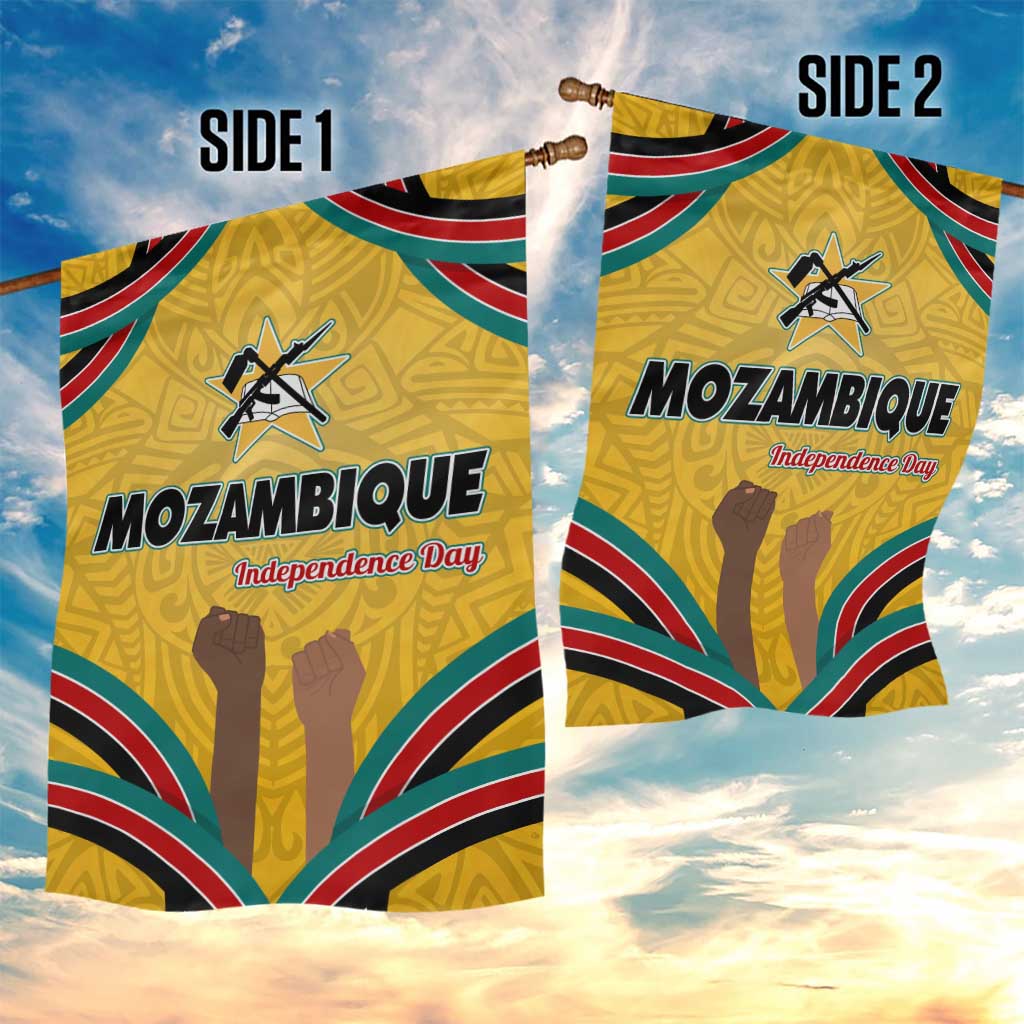 Mozambique Garden Flag Yellow Red Green Swirl Independence Day - African Pride