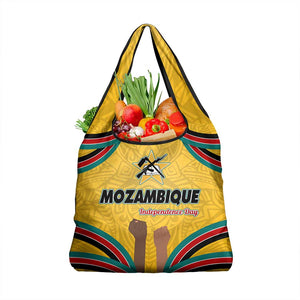 Mozambique Grocery Bag Yellow Red Green Swirl Independence Day - African Pride