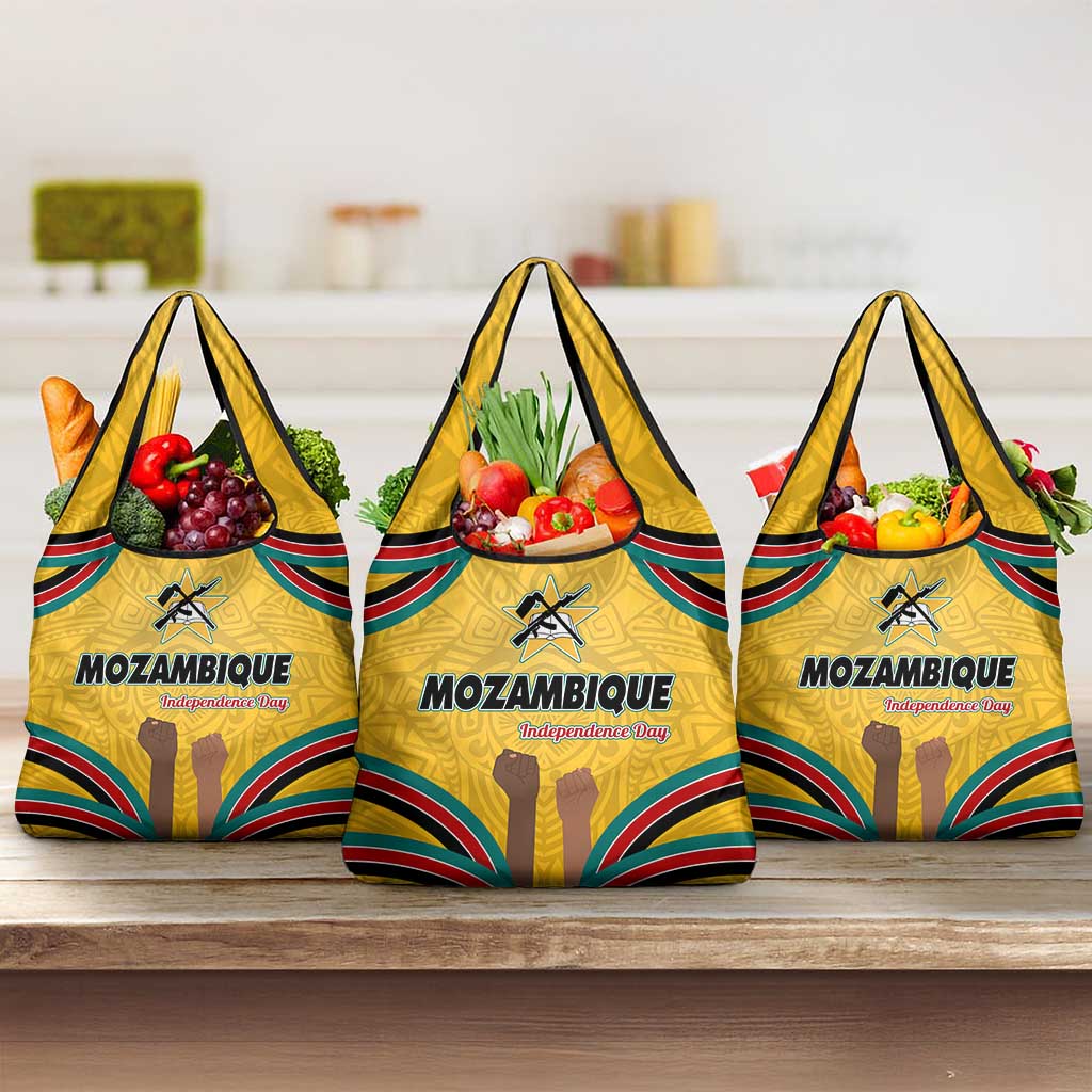 Mozambique Grocery Bag Yellow Red Green Swirl Independence Day - African Pride