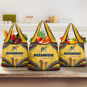 Mozambique Grocery Bag Yellow Red Green Swirl Independence Day - African Pride