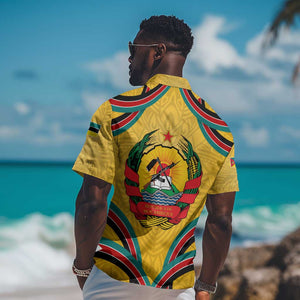 Mozambique Hawaiian Shirt Yellow Red Green Swirl Independence Day - African Pride