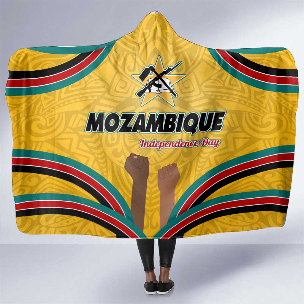 Mozambique Hooded Blanket Yellow Red Green Swirl Independence Day - African Pride