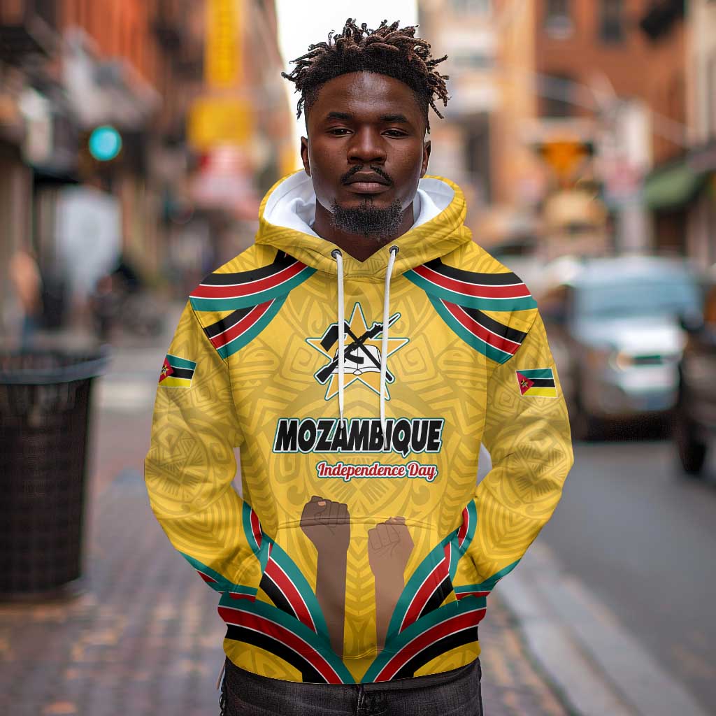 Mozambique Hoodie Yellow Red Green Swirl Independence Day - African Pride