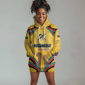 Mozambique Hoodie Dress Yellow Red Green Swirl Independence Day - African Pride