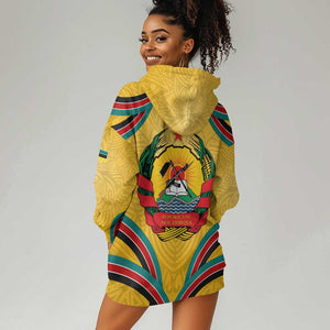 Mozambique Hoodie Dress Yellow Red Green Swirl Independence Day - African Pride