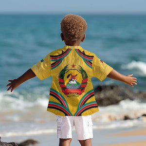 Mozambique Kid Hawaiian Shirt Yellow Red Green Swirl Independence Day - African Pride