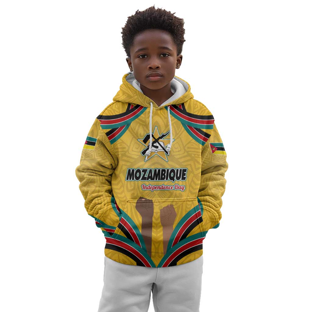 Mozambique Kid Hoodie Yellow Red Green Swirl Independence Day - African Pride