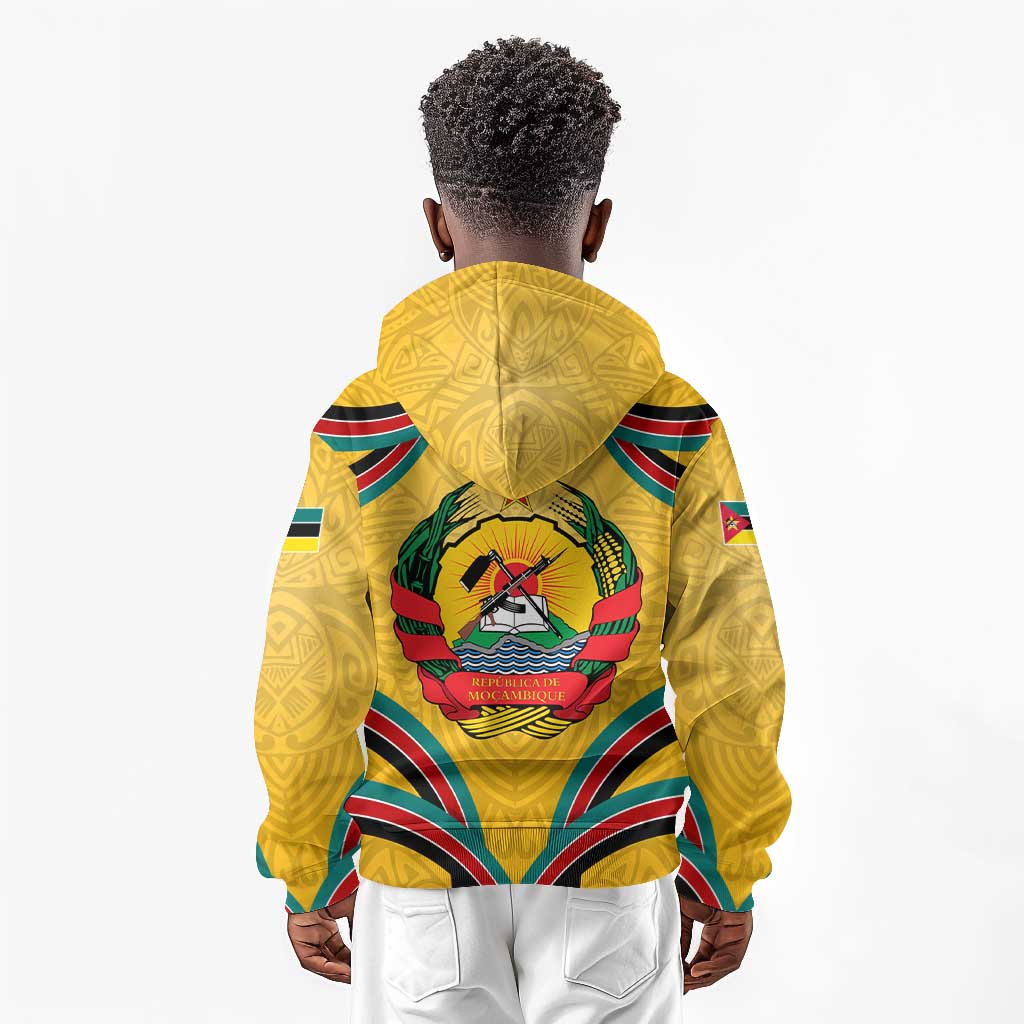 Mozambique Kid Hoodie Yellow Red Green Swirl Independence Day - African Pride